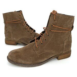 Josef Seibel Sienna 70 Taupe  Suede Combat Boots Lace Up Booties Women's 39 8US